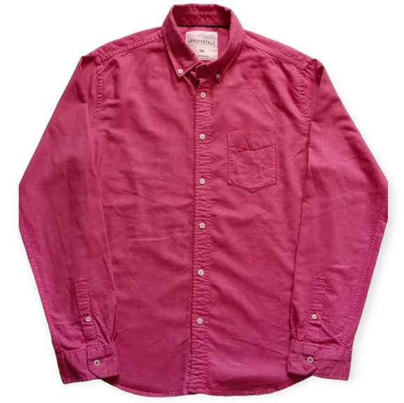 Aeropostale Men's Long Sleeve Button Down. Size M. Color Pink. - Picture 9 of 12